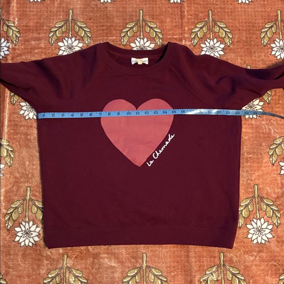Sezane Medium Burgundy Heart Sweatshirt - Picture 2 of 8